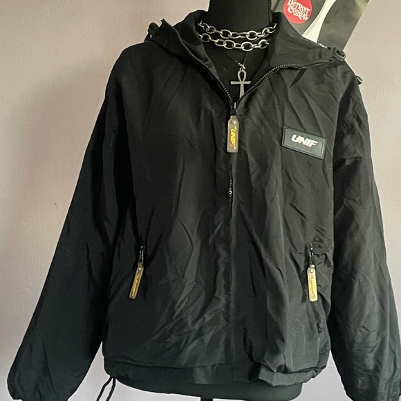 UNIF Black Windbreaker Jacket - Picture 1 of 4